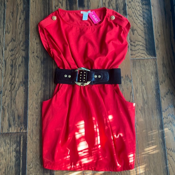 NWT Size L Red Belted Dress and two extra belts - Picture 1 of 3